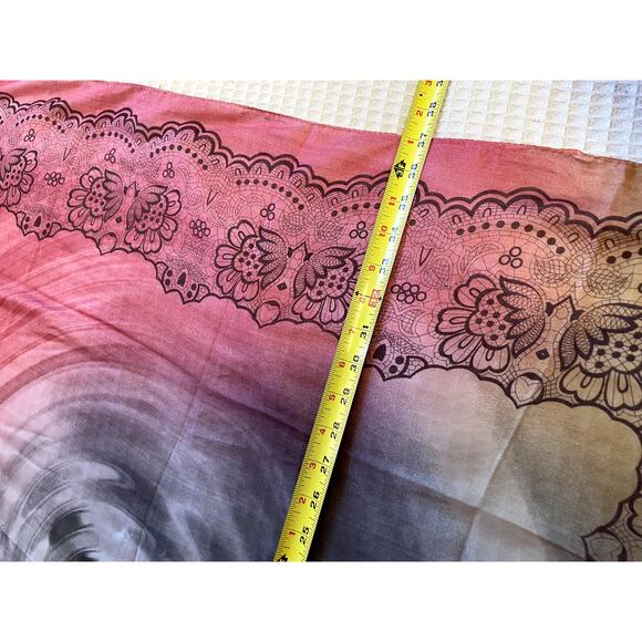 Safir Rainbow Marble Floral Print Large Square Bohemian Fairycore Scarf 37"by37" - Picture 7 of 11